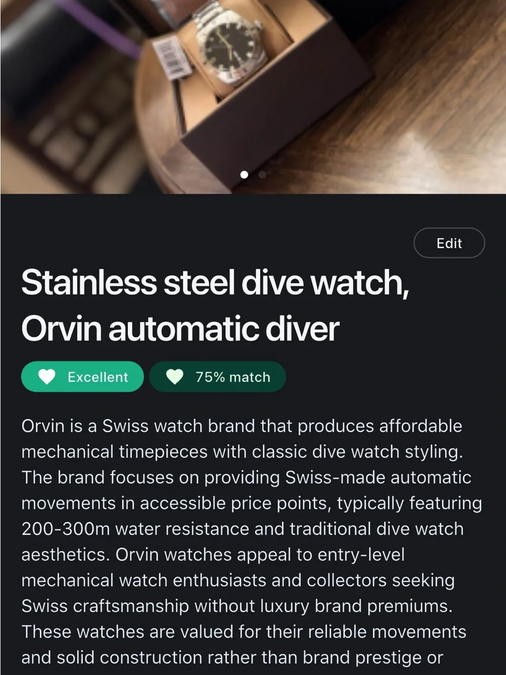 Orvin swiss watch